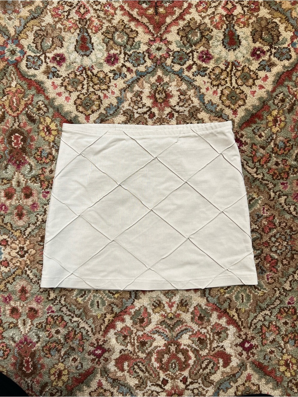 Tan Off-White Quilted Diamond Mini Skirt